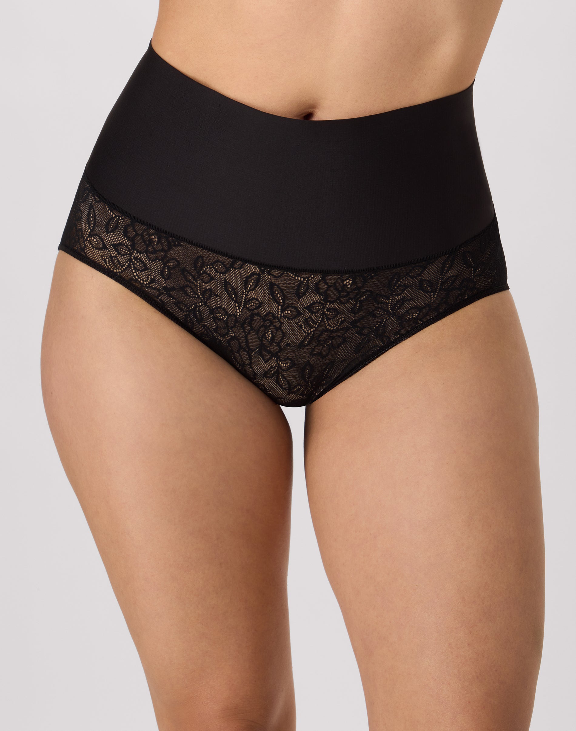 Maidenform Tummy Control Shapewear Underwear Brief, Firm Black Lace XL Women's